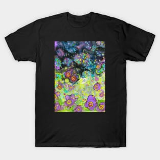 Purple Floral Field at Night Landscape T-Shirt